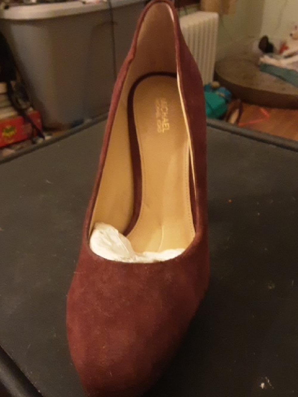 NWT Michael Kors Wine Suede Round-Toe Heels - Picture 1 of 6